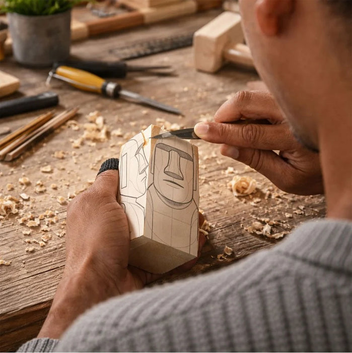 Osterinsel Moai DIY Holzschnitzset