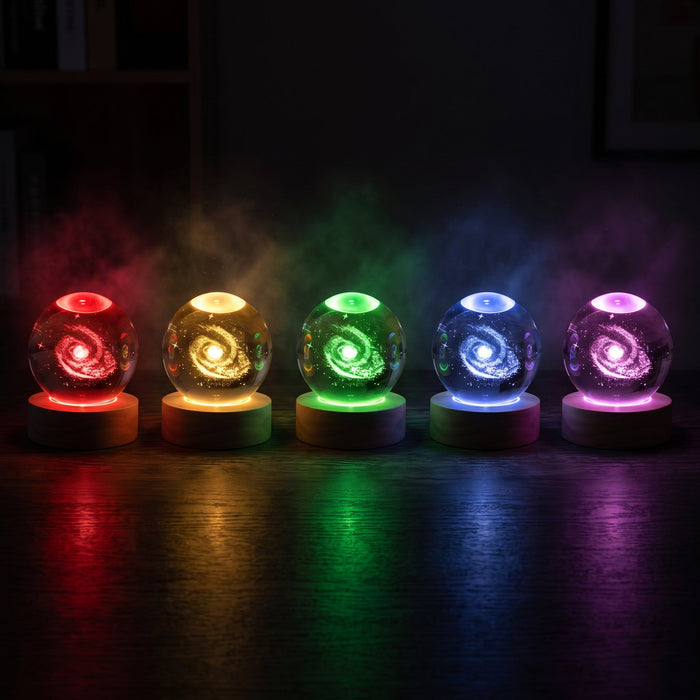 3D Galaxie Kristallkugel mit Farbwechsel-Licht