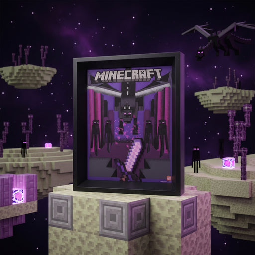 Poster Minecraft Ender Dragon 3D oscillante in cornice nera