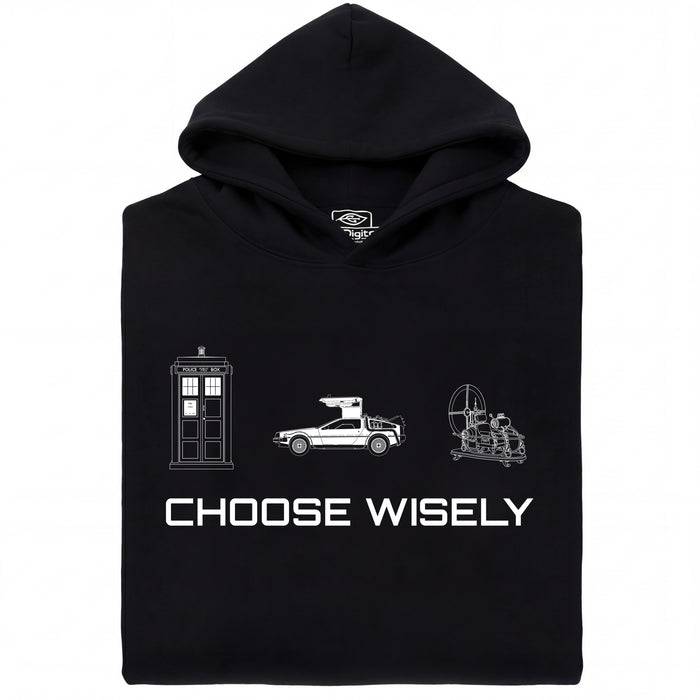 Choose Your Time Machine - Vista principal Sudadera Negro