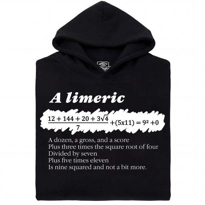 A Limerick - Poema matemático con ecuación - Vista principal Sudadera Negro