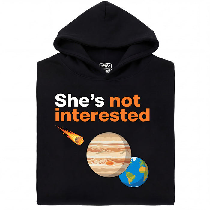 She's not interested - Vista principal Sudadera Negro