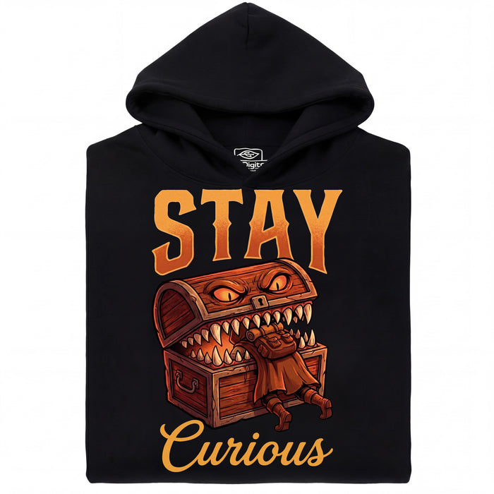 Stay Curious - Vista frontale Felpa Nero