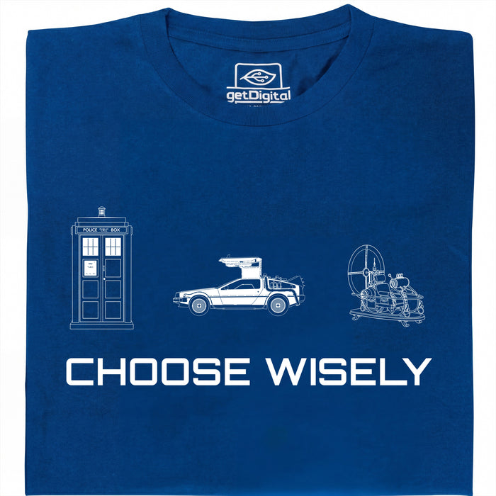 Choose Your Time Machine - Vista principal Camiseta Azul