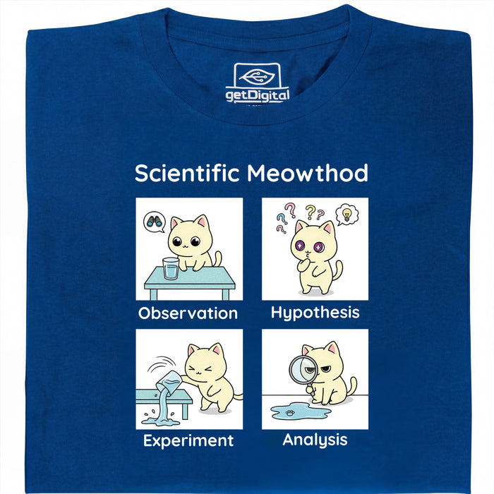 Scientific Meowthod - Hoofdweergave T-shirt Blauw