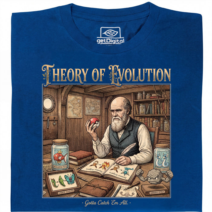 Theory of Evolution - Hoofdweergave T-Shirt Blauw