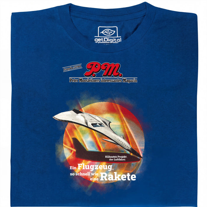 P.M. Magazine 3/1984 Aircraft like Rocket - Main view T-Shirt Blue