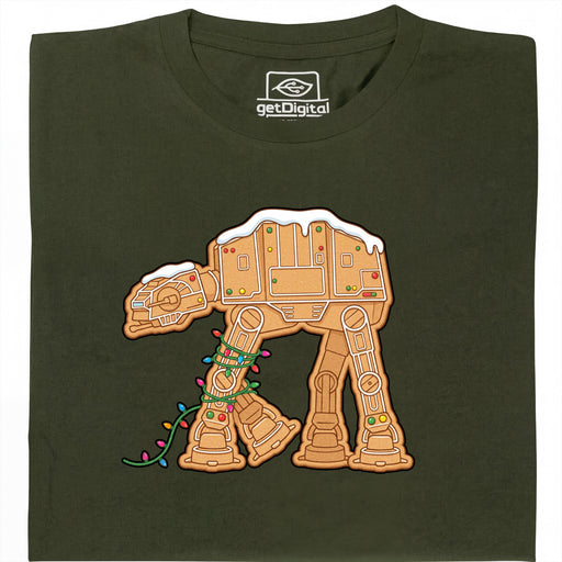 Stolperkeks - Lebkuchen-Läufer in der Lichterkette - Hauptansicht T-Shirt Dunkelgrün