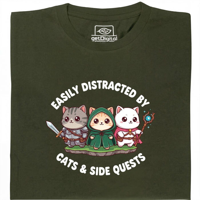 Cats &amp; Sidequests - Vista principale T-Shirt Verde Scuro