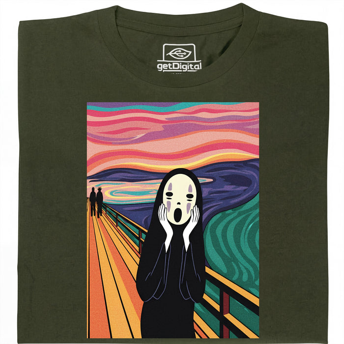 El Grito sin Rostro - Vista principal Camiseta Verde Oscuro