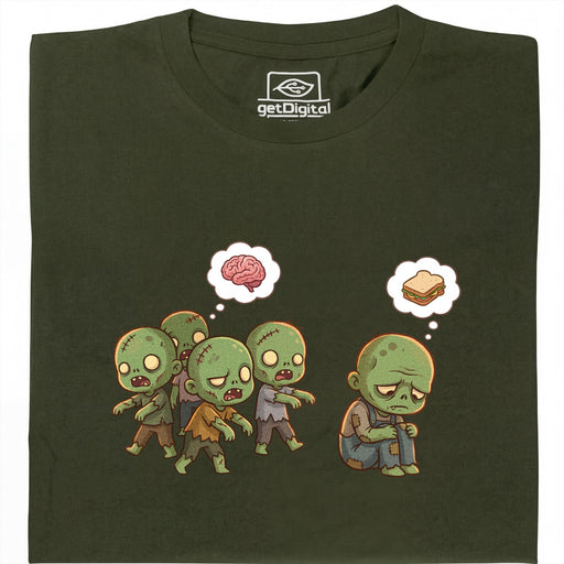 Zombie Vegetarian - Vue de face T-Shirt Vert Foncé