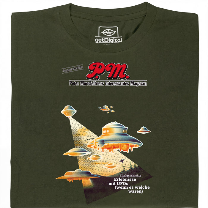 P.M. Magazine 6/1979 Encounters with UFOs - Main view T-Shirt Dark Green