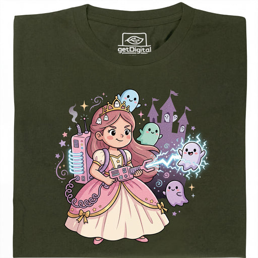 Nerdy Princess &amp; The Glitter Ghosts - Vista principale T-Shirt Verde scuro