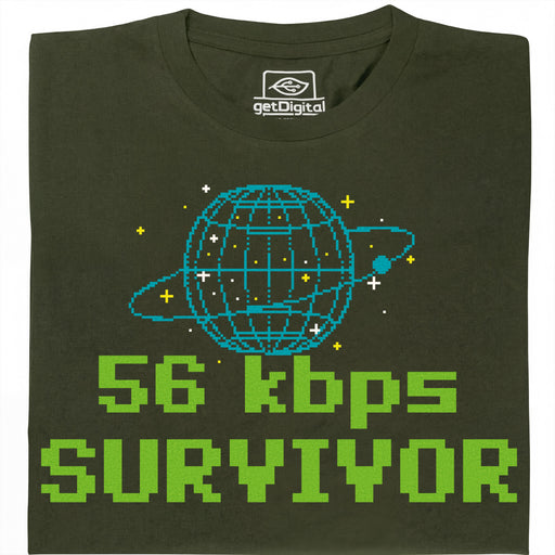 56kbps Survivor - Main view T-shirt Dark Green