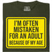 Mistaken For An Adult - Main view T-Shirt Dark Green