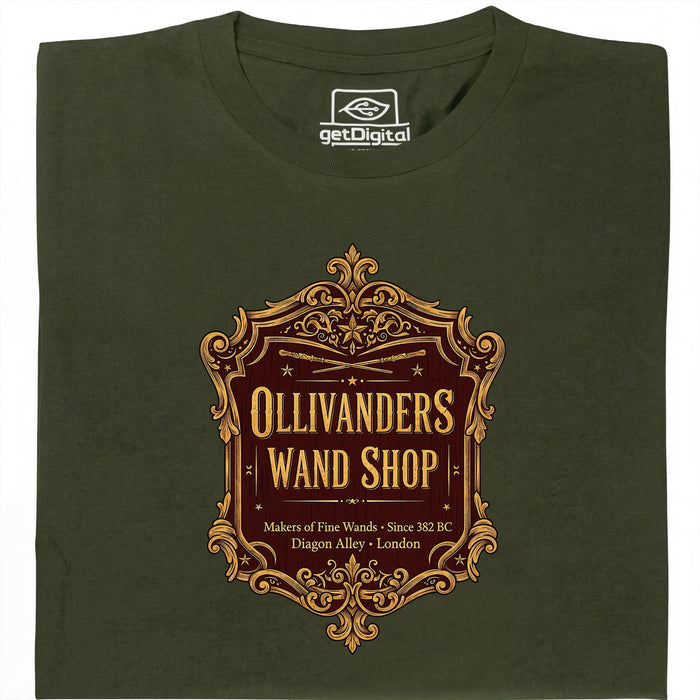 Ollivanders Wand Shop - Vista principale T-shirt Verde Scuro