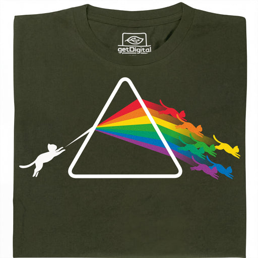 Dark Side of the Cat - Vista principale T-Shirt Verde Scuro