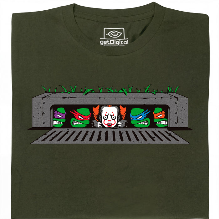 IT vs. Turtles - Vue principale T-Shirt Vert Foncé