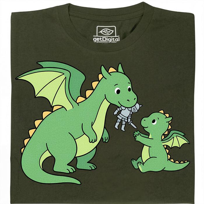 Dragon Parenting - Vista principale T-Shirt Verde Scuro