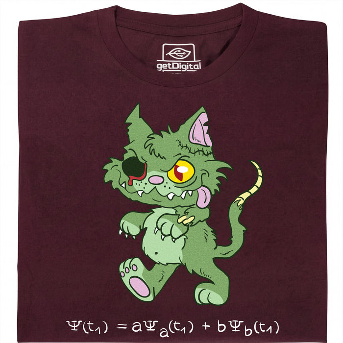 El Gato de Schrödinger - Edición Zombie - Vista principal Camiseta Rojo Oscuro