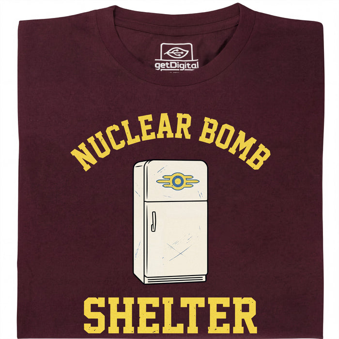 Nuclear Bomb Shelter Frigorifero - Vista frontale T-Shirt Rosso scuro
