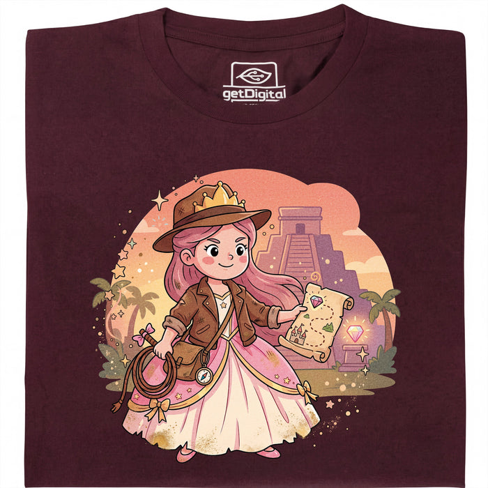 Nerdy Princess &amp; The Lost Temple - Vista principale T-shirt Rosso scuro
