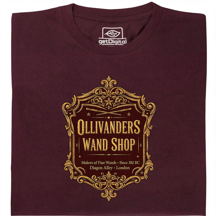 Ollivanders Wand Shop - Vista principale T-shirt Rosso Scuro