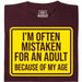 Mistaken For An Adult - Main view T-Shirt Dark Red