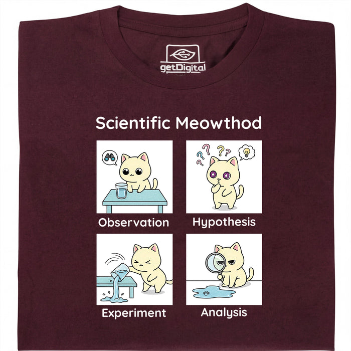 Scientific Meowthod - Hoofdweergave T-shirt Donkerrood