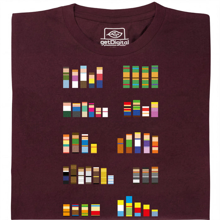 Pixel Legends of TV - Vista principal Camiseta Rojo Oscuro