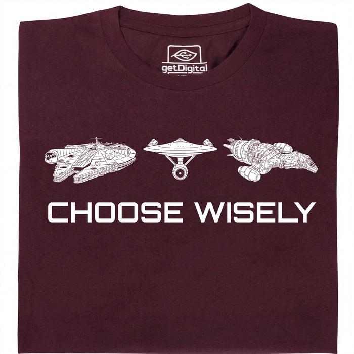 Choose Your Spaceship - Vista principal Camiseta Rojo oscuro