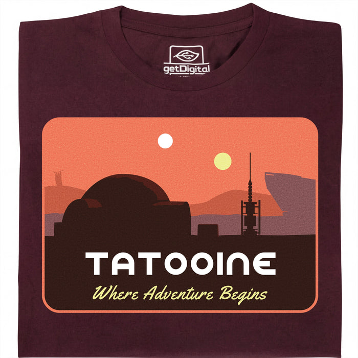 Where Adventure Begins - Vista principale T-shirt Rosso Scuro