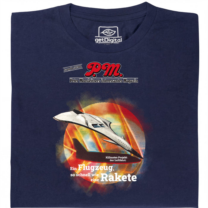 P.M. Magazine 3/1984 Aircraft like Rocket - Main view T-Shirt Navy Blue