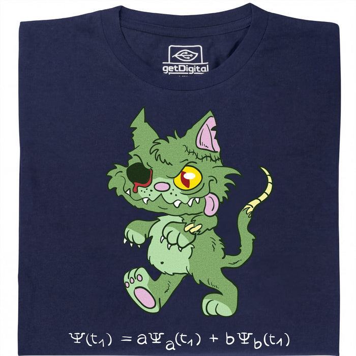 El Gato de Schrödinger - Edición Zombie - Vista principal Camiseta Azul Marino