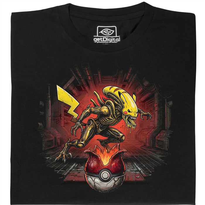 ¡Apareció un Xenomorfo Salvaje! - Vista principal Camiseta Negra