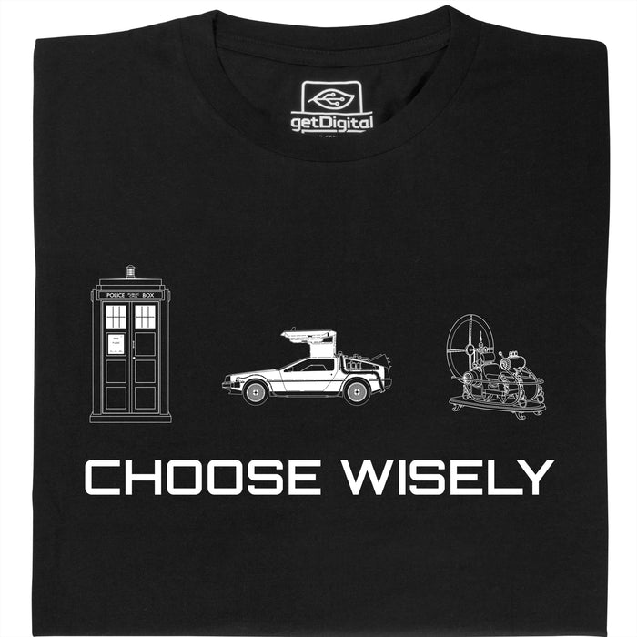Choose Your Time Machine - Vista principal Camiseta Negro