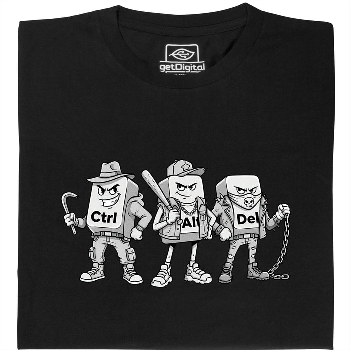 Ctrl Alt Del - The Hardest Gang on the Keyboard - Main View T-Shirt Black
