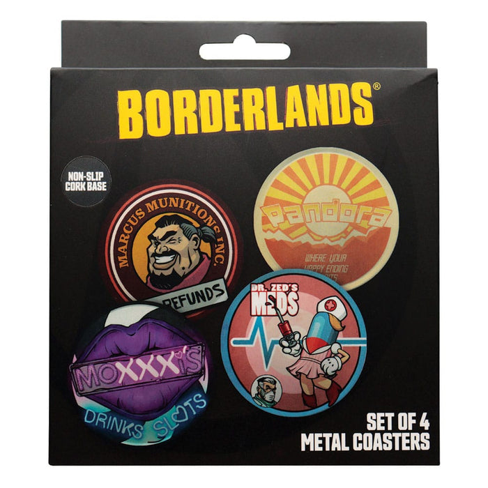 Borderlands Set di 4 sottobicchieri (metallo, retro in sughero)