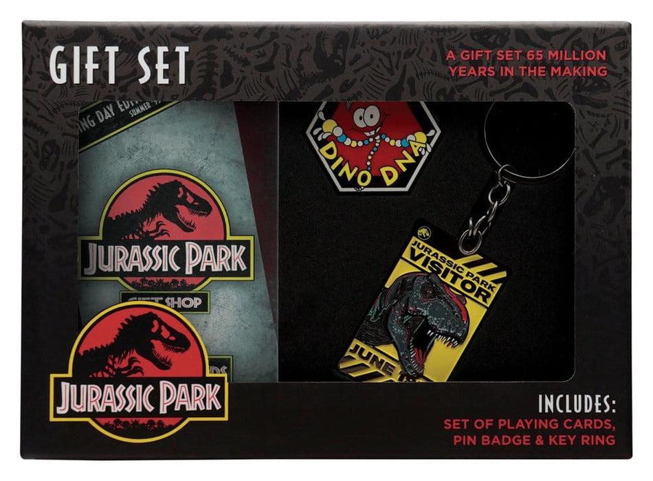 Jurassic Park Gift Box with Playing Cards, Pin and Keyring