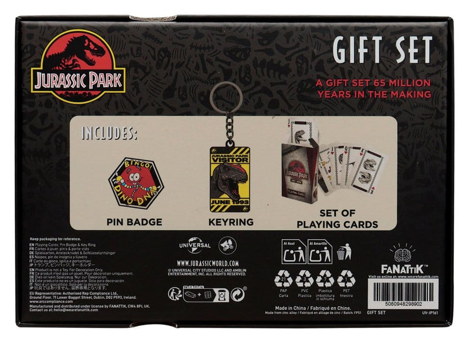 Jurassic Park Gift Box with Playing Cards, Pin and Keyring