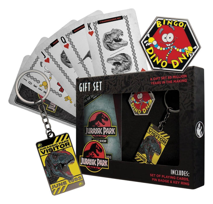 Jurassic Park Gift Box with Playing Cards, Pin and Keyring