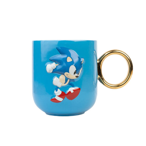 Tazza 3D di Sonic con manico ad anello dorato