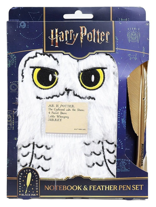 Harry Potter Carnet en Peluche Hedwige avec Stylo Plume d'Oie