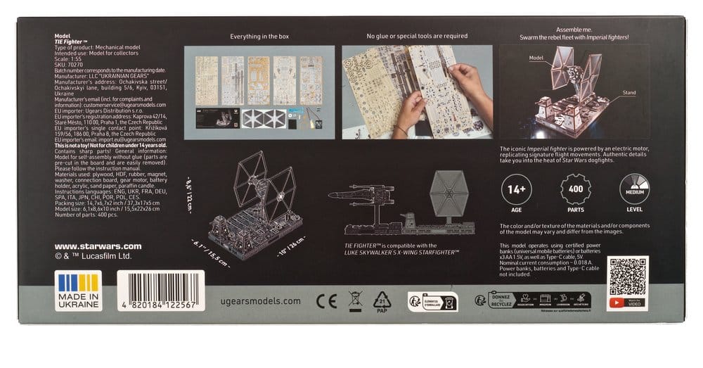 Kit de maqueta de madera Star Wars TIE Fighter